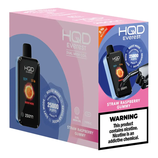 HqdEverest 5pk 5% 25k Straw Raspberry Gummy Box (6937105492963)