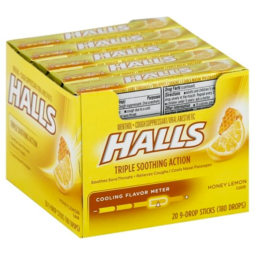Halls 20pk 9ct 34g Honey Lemon Cough Drops Box (312546050808) Unit (312546628724)