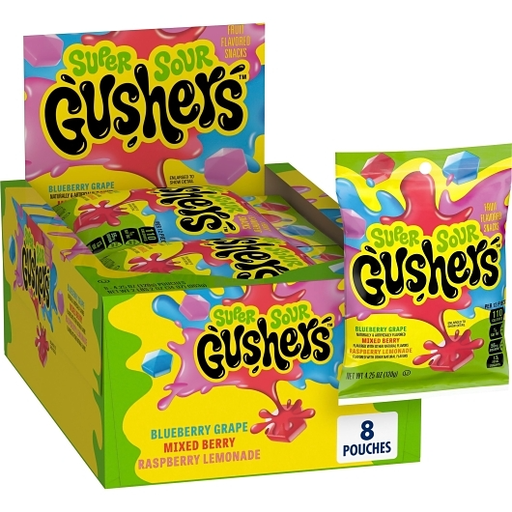 Gusher's Super Sour 8pk 4.25oz Blueberry Grape-Mixed Berry-Raspberry Lemonade Box (016000135512) Unit (016000137042)