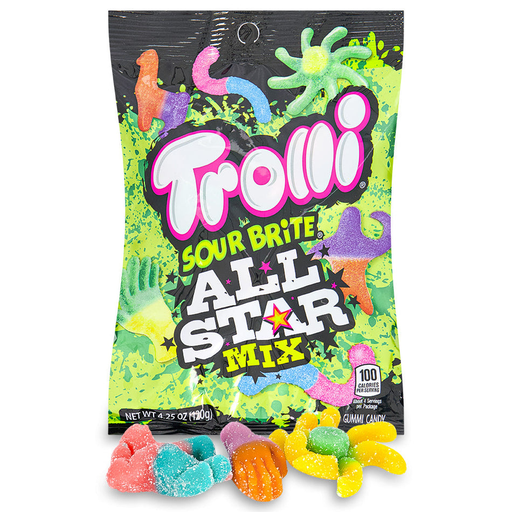 Trolli 1pk 4.25oz Sour Brite All Star Mix Box (10041420027168) Unit (041420027161)