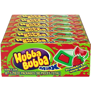 Hubba Bubba Max 18pk 5ct Strawberry Watermelon Box (022000100641) Unit (02206705)