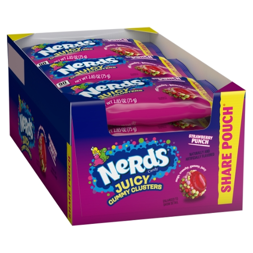 Nerds Juicy Gummy Clusters 12pk 2.65oz Strawberry Punch Share Pouch Box () Unit (079200085629) #/N