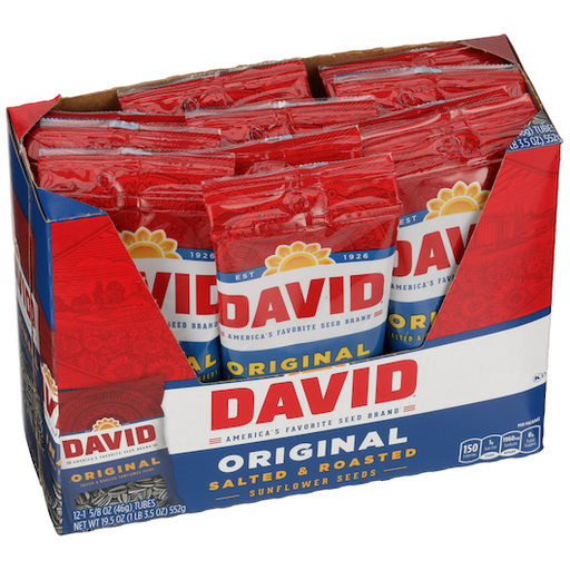 David 12pk 1.63oz Original Salted & Roasted Sunflower Seeds Box () Unit () #/N