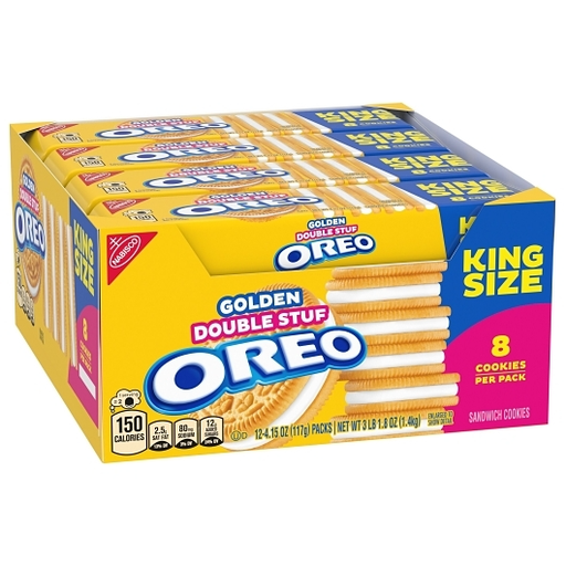 Oreo 12pk 8ct 4.15oz Golden Double Stuf King Size Cookies Box (044000082130) Unit (044000082147)