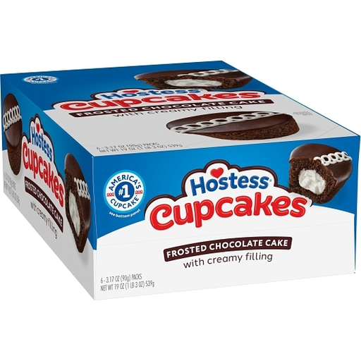 Hostess 6pk 3.17oz Cupcakes Frosted Chocolate Cake Box (10888109010017) Unit (888109010010)