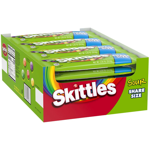 Skittles 24pk 3.3oz Share Size Sour Box (040000044666) Unit (04046600)