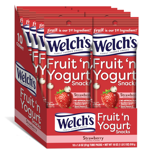 Welch's 10pk 1.8oz 51g Strawberry Fruit'n Yogurt Snacks Box (034856184867) Unit (034856018865)